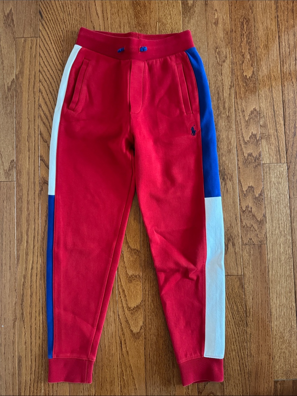 🎉Ralph Lauren- Red Jogger Pants with Blue and White Panels(Size 8)🎉